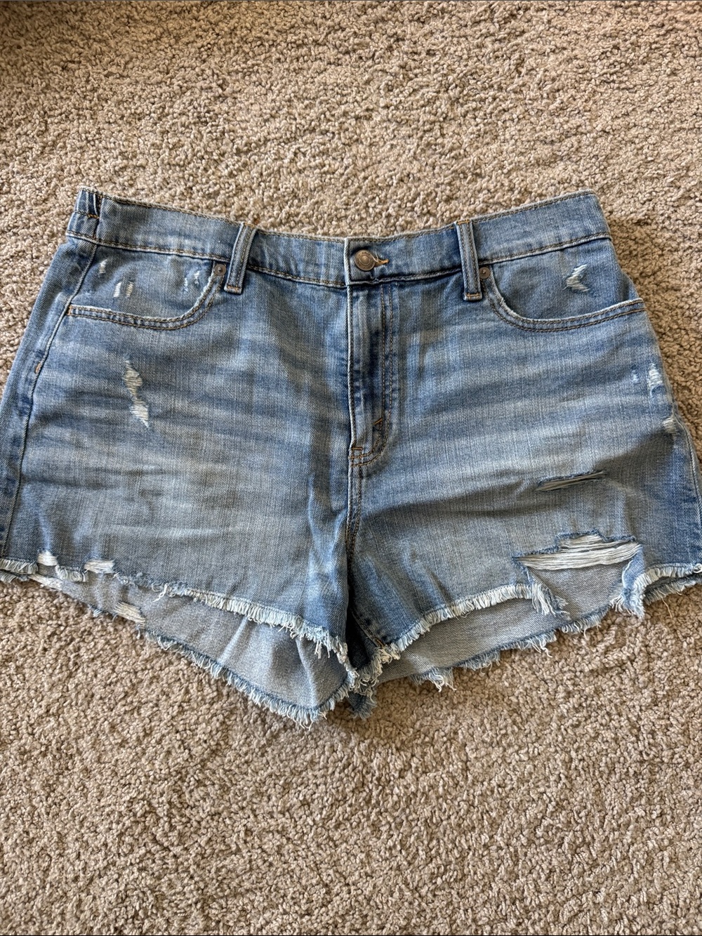 Aerie Light Blue Distressed Denim Shorts - Women's
